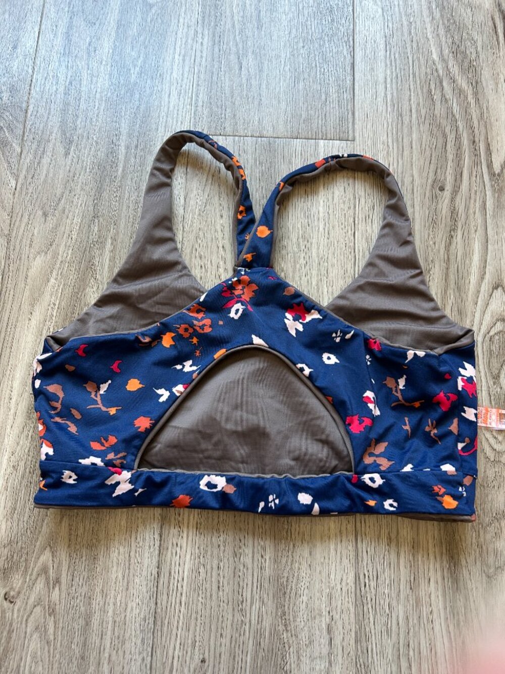 Maaji Reversible Sports Bra Bikini Top Brown and Blue Florals Size L - Picture 6 of 8
